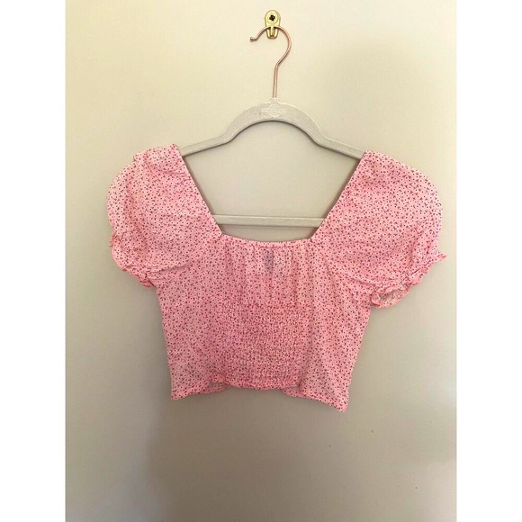 Princess Polly Pink Crop Button-Down Blouse - Size 0 - Picture 2 of 4